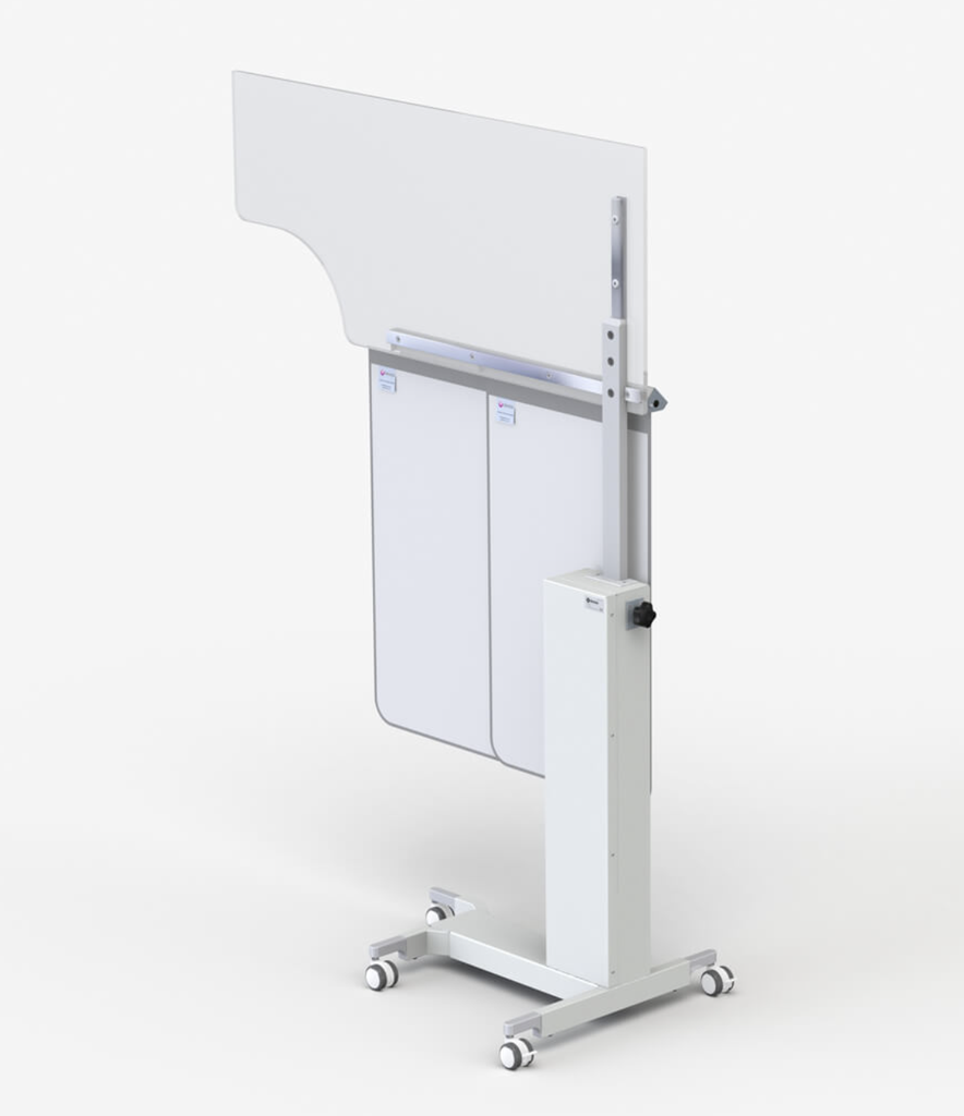 Height adjustable over table shield
